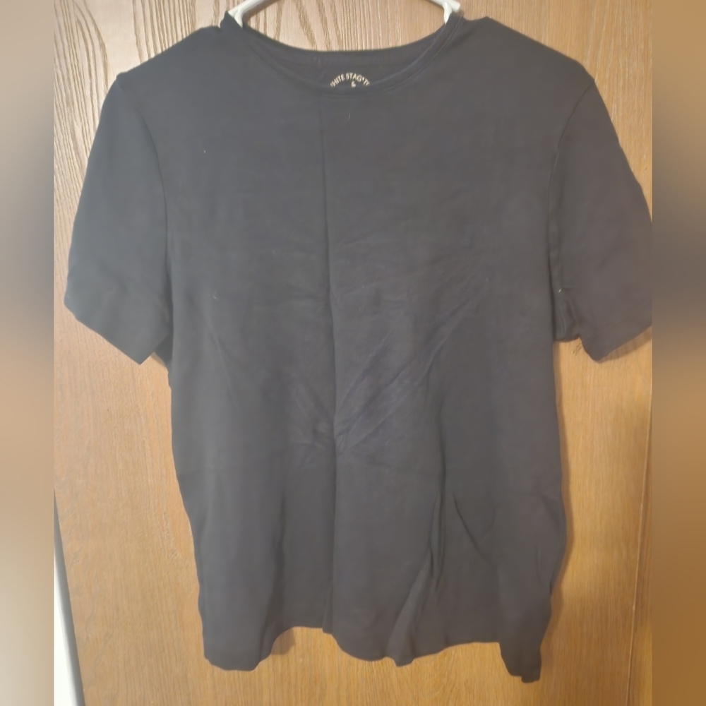 White Stag Black Short Sleeve Tee Classic Crew Neck